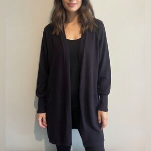 Classic Open-Front Black Women's Cardigan Sweater